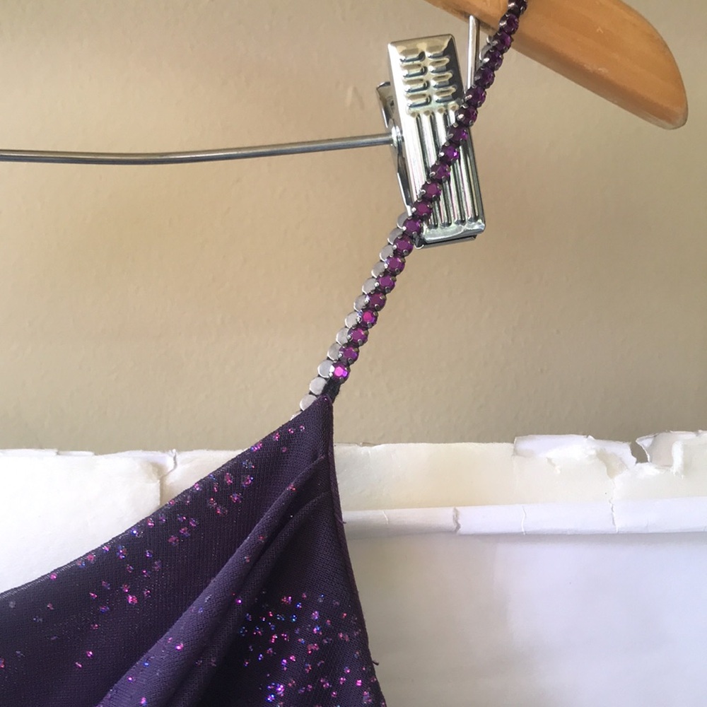 Vintage Y2K 90s Dress Purple Glitter Cowneck Sparkle Party Formal Cocktail HiLo - Picture 15 of 17